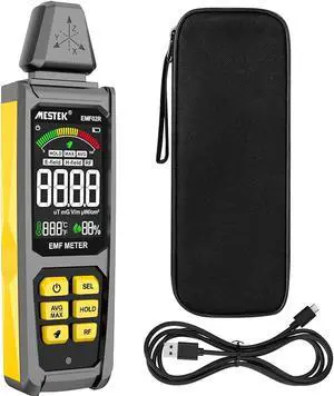 EMF Detector,  4 in 1 EMF Meter Radiation Detector, Electric Field,Radio Frequency Field Temperature, Magnetic Field Strength Meter, Rechargeable EMF Reader Home EMF Detection and Ghost Hunting