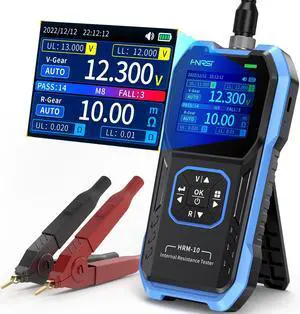 HRM-10 Voltage Internal Resistance Battery Tester,Battery Voltage Meter for Types of Batteries, Car Battery Tester, AAA AA Battery, 100V 200, Digital Battery Analyzer for Household Automotive