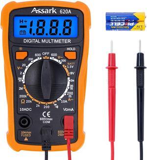Digital Multimeter Voltage Tester, 2000 Counts Multimeter Measure AC DC Voltage DC Current, Meter Tester Test Volt Ohm Amp Diode Continuity,Resistance,Backlit LCD Display,Data Hold Function