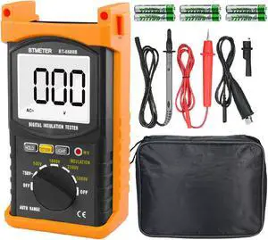 BT-6688B Megohmmeter 200 Gig Ohm Digital Insulation Resistance Tester, 500V/1kV/2.5kV/5kV Test Voltage, Auto Ranging, Backlight Display