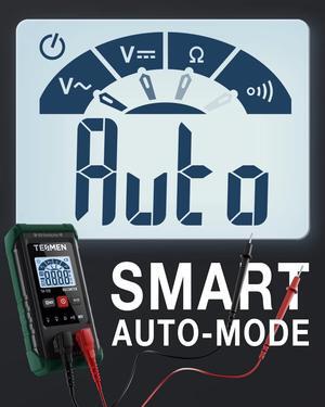 TM-510 Digital Multimeter, 4000 Counts, Smart Measurement, Auto-Ranging Voltmeter; Voltage Tester with Non-Contact Voltage Function, Measures AC/DC Voltage, Resistance, Continuity  Green