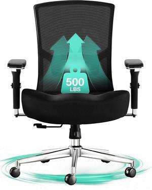 Big and Tall Office Chair 500lbs, Ergonomic Oversize Mesh Desk Chair, Heavy Duty High Back Computer Chair with Wide Thick Seat Cushion, Adjustable Lumbar Support, 4D Armrests