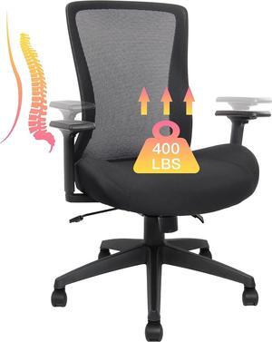Big and Tall Office Chair for Heavy People 400lb, Ergonomic Desk Chair Mesh Computer Chair with Lumbar Support, Adjustable Height and Armrests