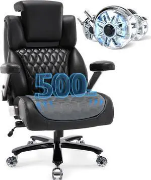 500lbs Big and Tall Office Chair with Adjustable Headrest&Wide Mesh Seat - Ergonomic High Back Computer Chair with Lumbar Support, 3D Flip Arms Plus Size Wheels - Large Executive Desk Chair for Adults