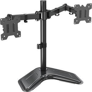 Dual Monitor Mount, Free-Standing Monitor Stand for 2 Monitors fit 13-27 Screen, Monitor Arm Holds Max 17.6lbs, Monitor Desk Mount with Height Adjustable, Swivel, VESA Mount 75x75 100x100
