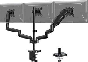 Triple Monitor Desk Mount - Articulating Gas Spring Monitor Arm, Removable VESA Mount Desk Stand with Clamp and Grommet Base - Fits 13 to 27 Inch LCD Computer Monitors, VESA 75x75, 100x100