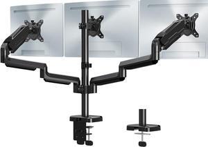 Triple Monitor Mount, 3 Monitor Desk Mount for There Screens up to 32 Inch, Full Motion Gas Spring Triple Monitor Stand, Heavy Duty Monitor Arm Hold up to 17.6lbs Each, VESA Mount, Black