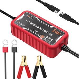 2-Amp Automatic Battery Charger, 6V and 12V Smart Car Battery Charger Maintainer, Trickle Charger and Battery Desulfator for Motorcycle, ATV, Boat, Lawn Mower Lead Acid Batteries