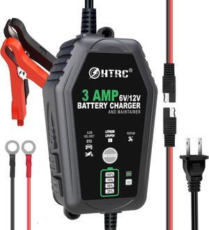 3 AMP Battery Charger, 6V/12V Smart Car Battery Charger, Trickle Charger, Fully Automatic and Maintainer for Car, Motorcycle, Lawn Mower, Lead-Acid, Lithium, LiFePo4 Batteries.