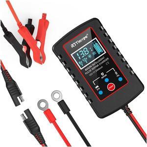 Car Battery Charger, 6V 12V Automatic Smart Trickle Battery Charger, Intelligent Pulse Repair Charger with ASE Adapter Cable, Battery Desulfator for Motorcycle Lawn Mower Marine