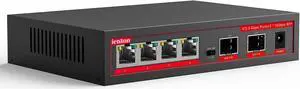 6 Ports 2.5G Unmanaged Ethernet Switch, 4x2.5G Base-T Ports+2x10G SFP, 60Gbps Switching Capacity,One-Key VLAN |Ethernet Splitter |2.5G Bandwidth |Plug & Play |Fanless Metal Design
