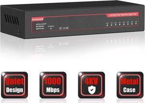 8 Ports Gigabit Ethernet Switch,Unmanaged Network Switch with Metal Case, | Plug & Play | Fanless&Shielded Ports | Traffic Optimization, Supported Desktop or Wall Mount, Easy to Take