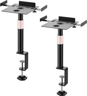 Desk Clamp Speaker Stands Set of 2, Studio Monitor Stands 25° Tilt Angle Mount Height Adjustable, Tray Width from 7" to 11", Load Capacity 55 lbs