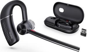 BH71 Pro Bluetooth Headset with USB Dongle, Teams Certified, 4 Noise Cancelling Microphone, Fit for Computer Laptops, Wireless Earpiece for Trucker Business Office Work
