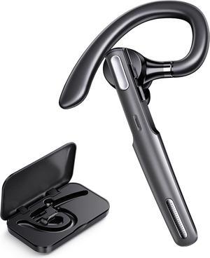 Bluetooth Headset, Wireless Bluetooth Earpiece V5.0 Hands-Free Earphones with Built-in Mic for Driving/Business/Office, Compatible with iPhone and Android (Gray)