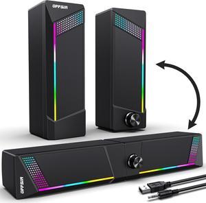 Computer Speakers, PC SoundBar, Gaming Speakers for PC Computer Laptop Desktop, Subwoofer Wired, RGB Speakers, USB Powered 3.5mm Aux