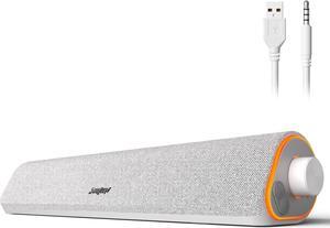 R50 Bluetooth Computer Speakers for Desktop PC Monitor White,Wired USB Powered 3.5mm Aux PC Speakers Sound Bar,4 Modes LED Lights with Switch Button,Surround Sound Soundbar for Computer