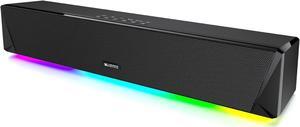 Computer Speakers, 24W Bluetooth Computer Soundbar, 3.5mm Aux-in Computer Speakers for Desktop Monitor, Computer Sound Bar with Deep Impactful Bass, Gaming Speakers for PC Powered by AC Adapter