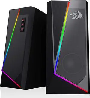 GS520 RGB Desktop Speakers, 2.0 Channel PC Computer Stereo Speaker with 6 Colorful LED Modes, Enhanced Sound and Easy-Access Volume Control, USB Powered w/ 3.5mm Cable
