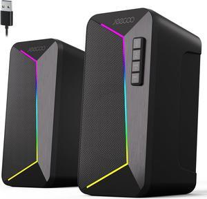 M30 Bluetooth Computer Speakers, PC Gaming Speakers for Desktop with Crisp Stereo Sound, Dynamic LED Modes, Easy-Access Control, 10W - USB-Powered,BLACK