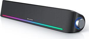Computer Speakers, Hi-Fi Sound Quality Computer Sound Bar, Bluetooth 5.0 & 3.5mm Wired PC Speakers with 4 Dynamic Lighting Modes, USB Powered Speakers for PC, Desktop, Laptops, Phones, Monitors, Xbox