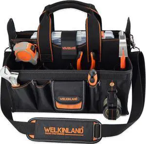 19-POCKETS Tool tote, Tool bag organizer, Electrician tool bag, HVAC tool bag, Tool caddy, Tool bags for electricians, Tool tote bag w/socket organizer tool boxes, Maintenance tool bag