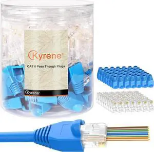 50PCS RJ45 Connectors, Ethernet Cat6 Connector, RJ45 Pass Through Connector, Cat 6 Pass Through RJ45 Connectors for Solid or Stranded UTP Ethernet Cable