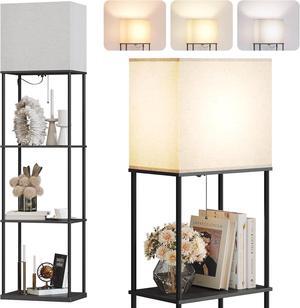 Large Size Floor Lamp with Shelves, 4-Tier Modern Standing Lamp with 3 Color Temperature Bulb, Tall Floor Lamp with Shelf, Corner Display Bookshelf Lamps for Living Room, Bedroom, Office