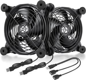 USB Computer Fan Black,Dual 120mm Fan,Silent Fan for Computer Cases Computer Cabinet PlayStation Xbox Cooling