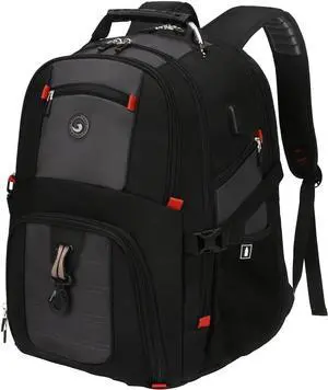 Extra Large 50L Travel Laptop Backpack with USB Charging Port, College High School Backpack Airline Approved Business Work Bag Fits 17 Inch Computer for Men Women,Grey