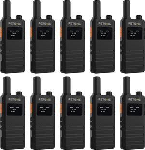 Retevis Walkie Talkies Long Range, Compact 2 Way Radio, LCD Screen, 1620mAh Li-ion Battery USB-C Charging Cable,Mini, VOX, Handheld Two Way Radio for Adults School Activities Business (10 Pack)