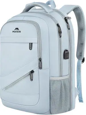 Laptop Backpack Women, 17 inch Big Work Backpacks with USB Charging Port for Nurses, Water Resistant Travel Backpack Airline Approved, Stylish Daypack College Bag for Women, Blue