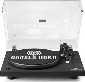 High Fidelity Vinyl Record Player, Bluetooth Turntable, 2 Speed Belt Drive, Built-in Preamp, Adjustable Counterweight,Magnetic Cartridge (Black)