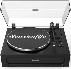 Record Player High Fidelity Turntable for Vinyl Records Built-in 4 Stereo Speakers All-in-One Vinyl Player Belt Drive Turn Table MM Cartridge ATN-3600L Stylus 33 45 Speed BT Wireless Classic Black