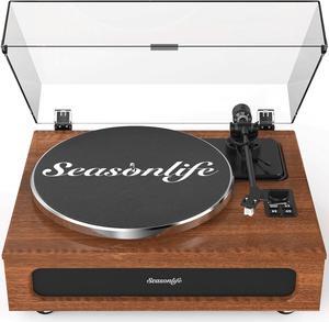 Record Player Retro Turntable for Vinyl Records All-in-One High Fidelity Vinyl Player Built-in 4 Stereo Speakers Phono Preamp Bluetooth Auto Stop MM Cartridge ATN3600L Vintage Brown