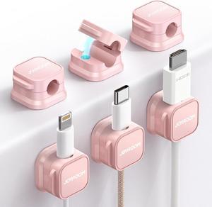 6 Pack Magnetic Cord Organizer,Desk Cable Management,[Cable Smooth Adjustable]Wire Holder Keeper Charging Cable Clips, Cord Holder for Home Office Desk Phone Car Wall Desktop Nightstand - Pink