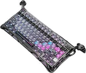 GravaStar K1 PRO Interstellar 75% Triple-Mode Wireless Mechanical Gaming Keyboard, Aluminum Alloy Exoskeleton Design, Gasket Custom Keyboard Hot-Swap Socket, RGB Backlit Keyboard, Black Silver