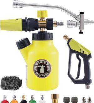 Foam Cannon with Pressure Washer Gun, Car Wash Kit, Pressure Washer Car Wash Foam Gun with 1/4 Inch Quick Connector, 5 Pressure Washer Nozzle Tips, Dual-Connector Accessory