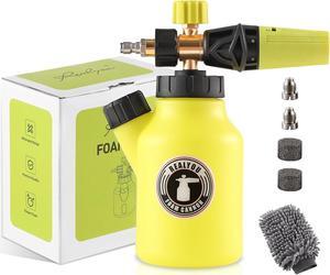 Foam Cannon up to 4500 PSI, Foam Cannon for Pressure Washer with 1/4'' Quick Connector, Snow Foam Cannon with Adjustable Nozzle and 1L Foam Cannon Bottle, Fits Most Car Washing Accessories