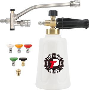 Foam Cannon for Pressure Washer with Double Tip Attachment, Dual Lance Wide Mouth Soap Cannon, 5 Power Washer Sprayer Nozzles, 1/4" Quick Connect, 3600 PSI