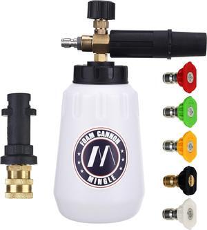 Foam Cannon, Compatible with Karcher K2, K3, K4, K5, K6, K7 Pressure Washer, with 5 Nozzle Tips, 1/4 Inch Quick Connector