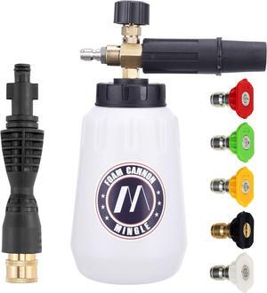Foam Cannon, Compatible with Portland Husky and Ryobi Pressure Washer, with 5 Nozzle Tips, 1/4 Inch Quick Connector