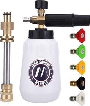 Foam Cannon, Compatible with Sun Joe SPX Series Pressure Washer, with 5 Nozzle Tips, 1/4 Inch Quick Connector