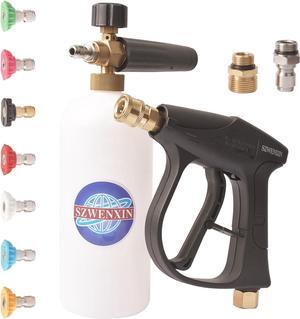 Pressure Washer Gun for Hoses of Various Pressure Washer, with Foam Cannon,7 Pressure Washer Nozzle Tips,equipped with M22-14mm and 3/8" Quick Connector