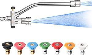 Foam Cannon Dual Connector Accessory,Pressure Washer Double Tip Attachment for Foam Blaster with 7 Power Washer Sprayer Nozzles, 1/4" Quick Connect, 3600 PSI(Without Foam Cannon)