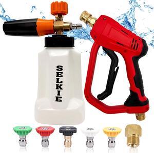 Foam Cannon with Pressure Washer Gun, Adjustable Cannon Foam Blaster Power Washer Snow Foam Lance with 6pcs Nozzle,1/4" Quick Connector,4350PSI