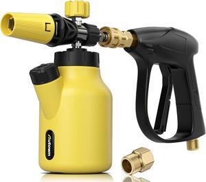 Foam Cannon with Pressure Washer Gun, Car Wash Foam Gun Kit with 1/4 Inch Quick Connector,Foam Cannon for Pressure Washer and M22 Inlet Connector, 1 Liter