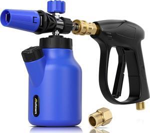 Pressure Washer Gun with Foam Cannon - Wide Neck, Wide Base, Heavy Duty - Professional Car Wash Foam Gun with 1/4'' Quick Connector and 1 L Bottle