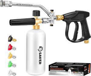 Foam Cannon for Pressure Washer Kit with Foam Cannon Dual Connector Accessory,Pressure Washer Gun for Car Washing and Cleaning,5 Power Washer Sprayer Nozzles