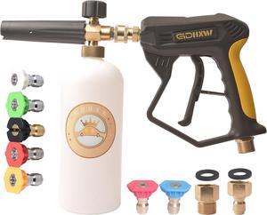X-887 High Pressure Washer Gun with Foam Cannon 2 Adapter 7 Pressure Washer Nozzles,for Car Washing